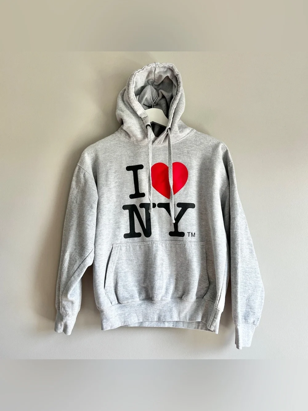 I heart love NY New York hoodie sweatshirt adult small gray official pullover